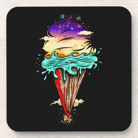 Eiscreme-Welt Getränkeuntersetzer (Vorderseite)