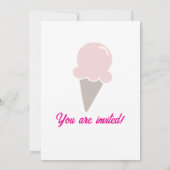 Eiscreme-Wirbel Erdbeere rosa Einladung (Rückseite)