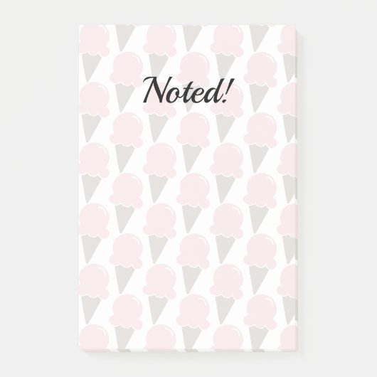 Eiscreme-Wirbel Erdbeere rosa Post-it Klebezettel (Vorderseite)