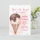 Eiscreme zum Geburtstag, 5. Geburtstag Einladung (Stehend Vorderseite)