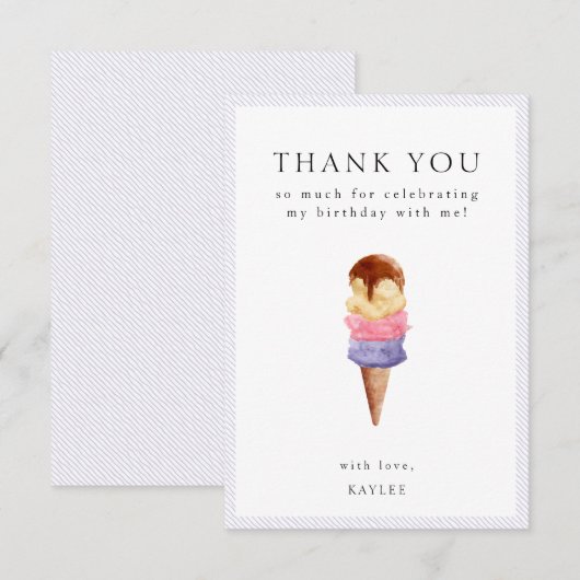 Eiscreme zum Geburtstag Danke Karte (Vorne/Hinten)