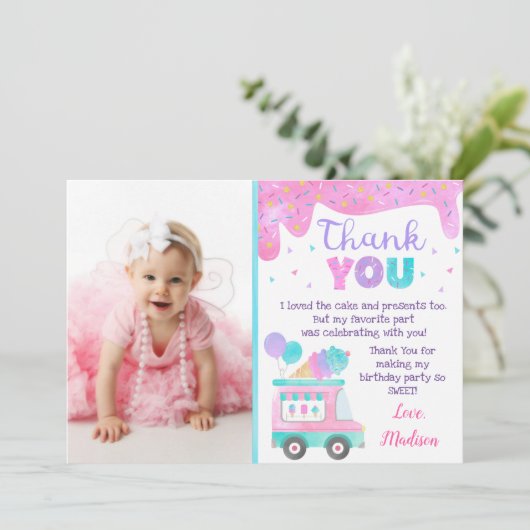 Eiscreme zum Geburtstag Danke, Karten  (Stehend Vorderseite)