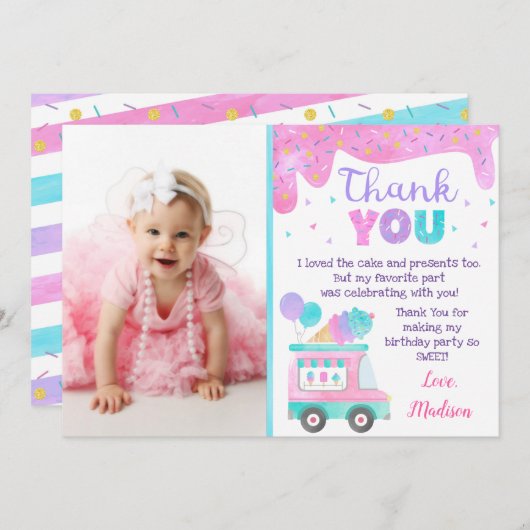 Eiscreme zum Geburtstag Danke, Karten (Vorne/Hinten)