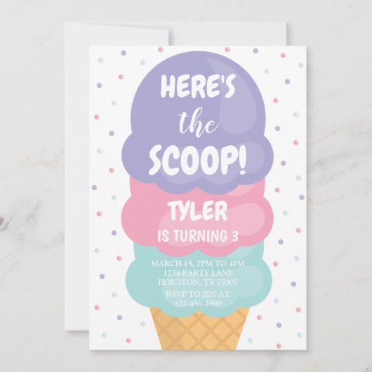Eiscreme zum Geburtstag Einladung (Vorderseite)