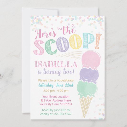 Eiscreme zum Geburtstag Einladung (Vorderseite)