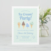 Eiscreme zum Geburtstag Einladung (Stehend Vorderseite)