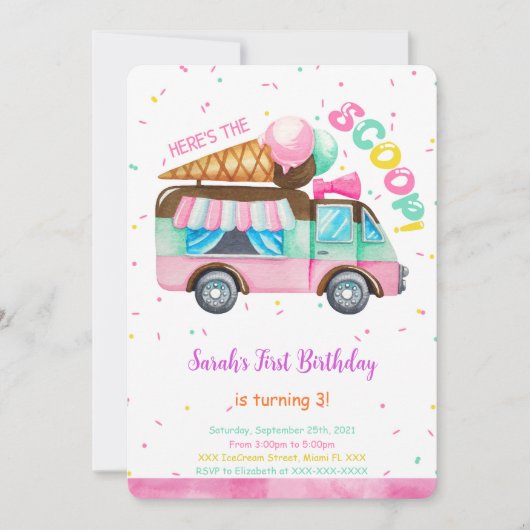 Eiscreme zum Geburtstag Einladung (Vorderseite)
