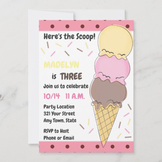 Eiscreme zum Geburtstag Einladung (Vorderseite)