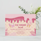 Eiscreme zum Geburtstag Einladung (Stehend Vorderseite)
