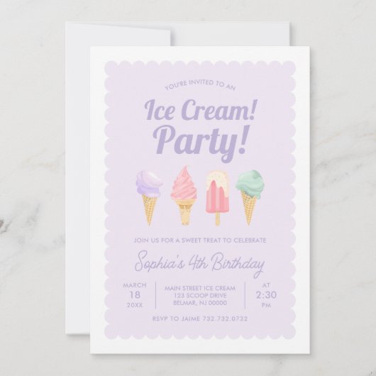 Eiscreme zum Geburtstag Einladung (Vorderseite)