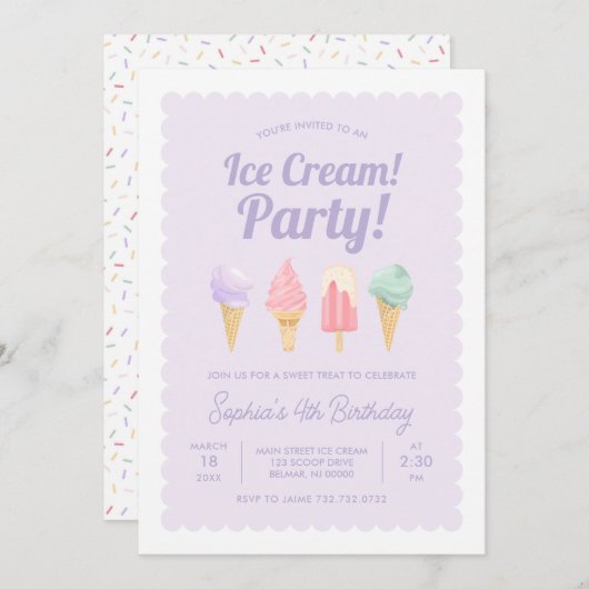 Eiscreme zum Geburtstag Einladung (Vorne/Hinten)