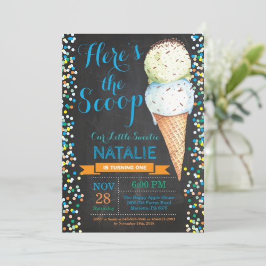 Eiscreme zum Geburtstag Einladung Sommerskarton (Stehend Vorderseite)