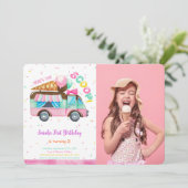 Eiscreme zum Geburtstag Foto Einladung (Stehend Vorderseite)
