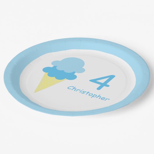 Eiscreme zum Geburtstag Pappteller (Schrägansicht)