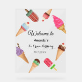 Eiscreme zum Geburtstag Schwimmbad Summer Party Acrylschild (Vorderseite)