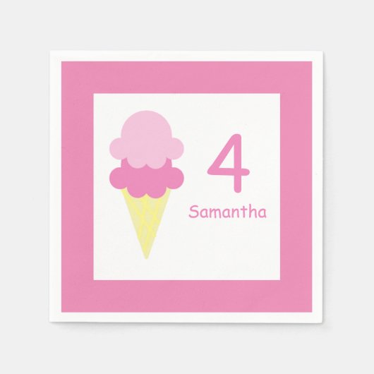 Eiscreme zum Geburtstag Serviette (Vorderseite)