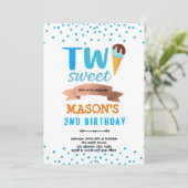 Eiscreme zwei süße Junge Party Einladung (Stehend Vorderseite)