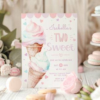 Eiscreme Zwei süße Mädchen Geburtstag Einladung