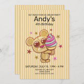 Eiscremebär 4. Geburtstag Party Einladung (Vorne/Hinten)