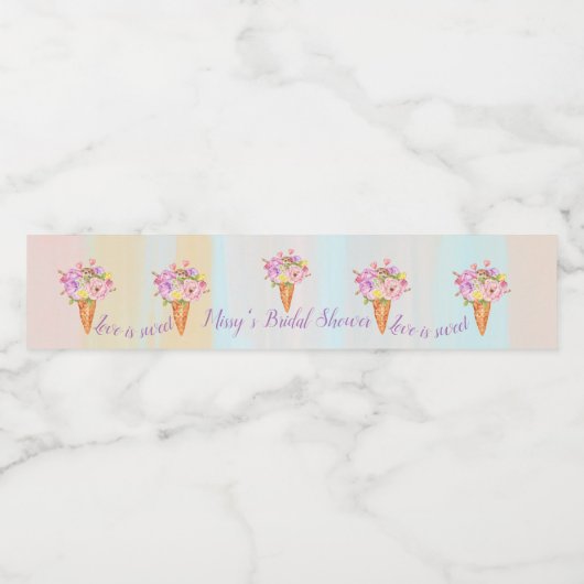 Eiscremedusche, Brautparty Wasserflasche Wasserflaschenetikett (Einzelnes Label)