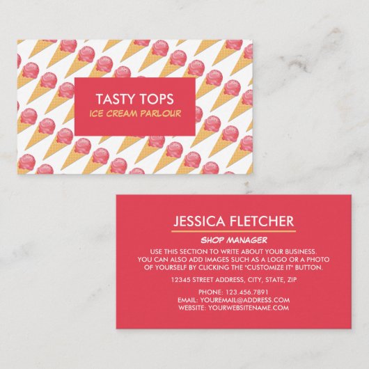 Eiscremefarben, Eiscremefarben Visitenkarte (Vorne/Hinten)