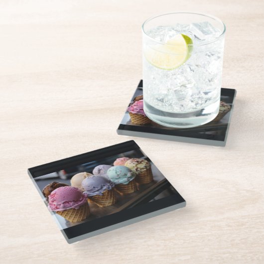 Eiscremeflug Glasuntersetzer (Schrägansicht)