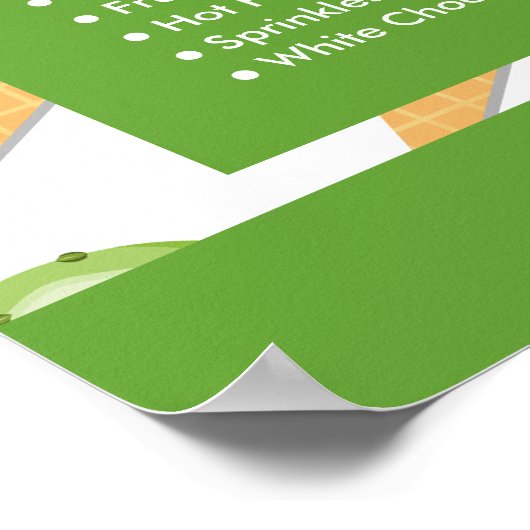Eiscremekonen, Speisekarte für Eiscreme Poster (Ecke)