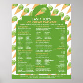 Eiscremekonen, Speisekarte für Eiscreme Poster (Vorne)