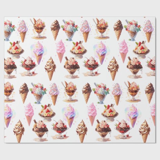 Eiscremekonen und -sonntage geschenkpapier (Flach)