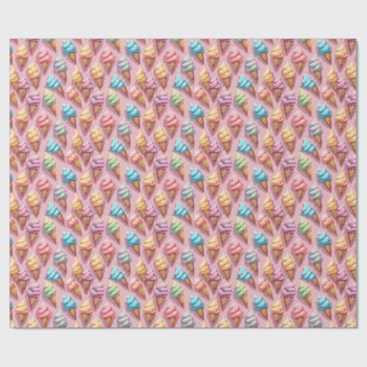 Eiscremekons auf rosa geschenkpapier (Flach)