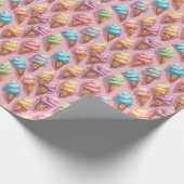Eiscremekons auf rosa geschenkpapier (Ecke)