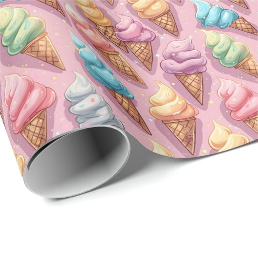 Eiscremekons auf rosa geschenkpapier (Rolleneckpunkt)