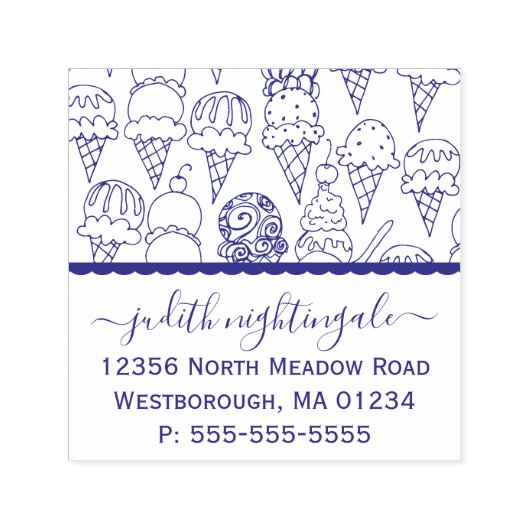 Eiscremekons kreieren Ihre eigene Rücksendeadresse Permastempel (Design)