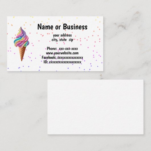 Eiscremekonus Visitenkarte (Vorne/Hinten)
