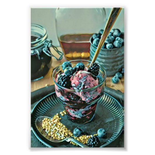 Eiscremekuchen mit Beeren Fotodruck (Vorne)