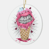 Eiscremelippen und -zähne als Kunstwerk auf Valent Keramik Ornament (Links)