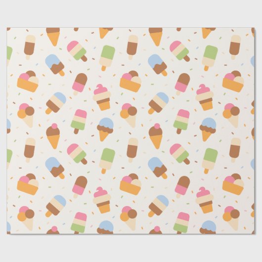 Eiscrememuster, Eiscreme-Kone, Eisvogel Geschenkpapier (Flach)
