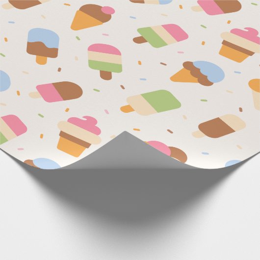 Eiscrememuster, Eiscreme-Kone, Eisvogel Geschenkpapier (Ecke)