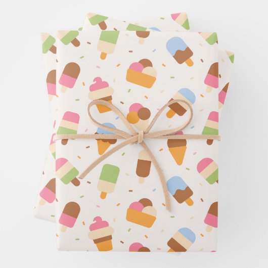 Eiscrememuster, Eiscreme-Kone, Eisvogel Geschenkpapier Set (Beispiel)