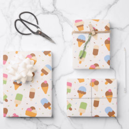 Eiscrememuster, Eiscreme-Kone, Eisvogel Geschenkpapier Set