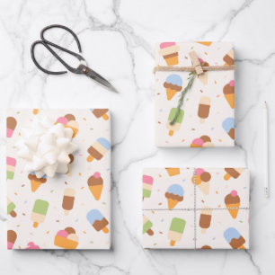 Eiscrememuster, Eiscreme-Kone, Eisvogel Geschenkpapier Set