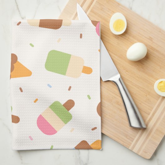 Eiscrememuster, Eiscreme-Kone, Eisvogel Geschirrtuch (Viertel Falte)