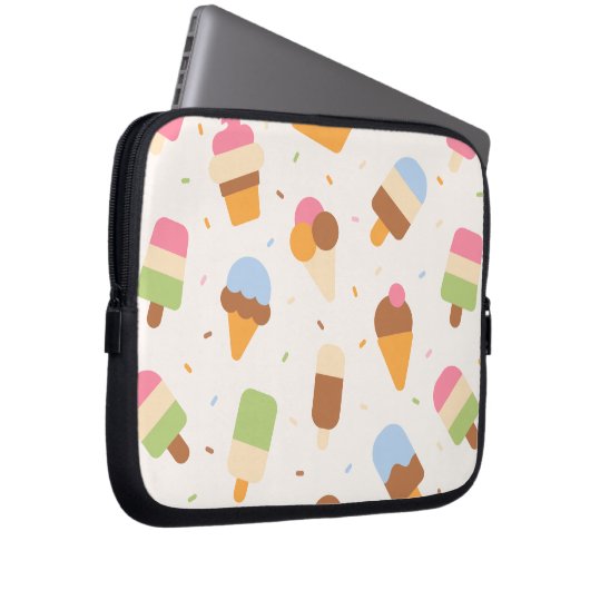 Eiscrememuster, Eiscreme-Kone, Eisvogel Laptopschutzhülle (Vorne Rechts)