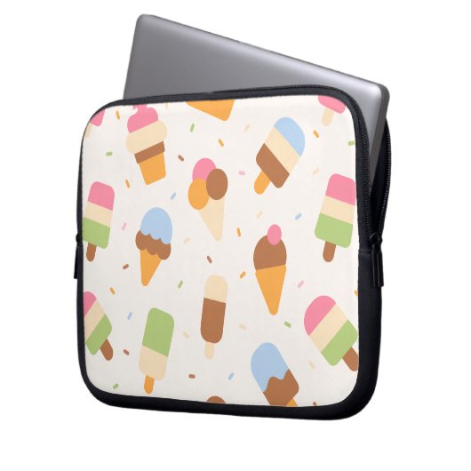 Eiscrememuster, Eiscreme-Kone, Eisvogel Laptopschutzhülle (Vorderseite Links)