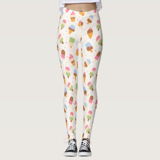 Eiscrememuster, Eiscreme-Kone, Eisvogel Leggings (Vorderseite)