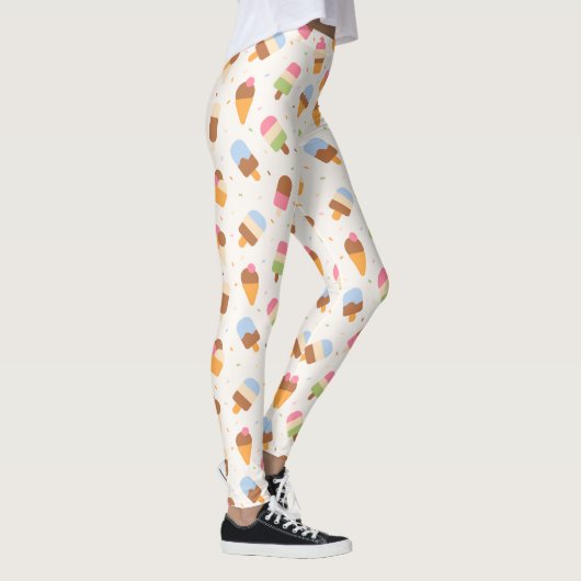 Eiscrememuster, Eiscreme-Kone, Eisvogel Leggings (Rechts)