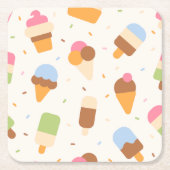 Eiscrememuster, Eiscreme-Kone, Eisvogel Rechteckiger Pappuntersetzer (Vorderseite)