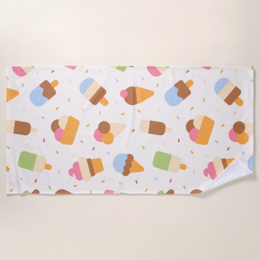 Eiscrememuster, Eiscreme-Kone, Eisvogel Strandtuch (Vorderseite)