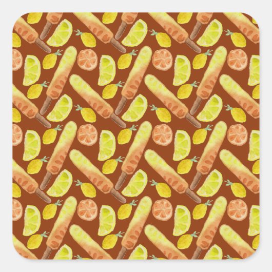 Eiscrememuster | Lollenmuster | Lollipop 11 Quadratischer Aufkleber (Vorderseite)