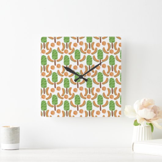 Eiscrememuster | Lollenmuster | Lollipop 17 Quadratische Wanduhr (Zuhause)